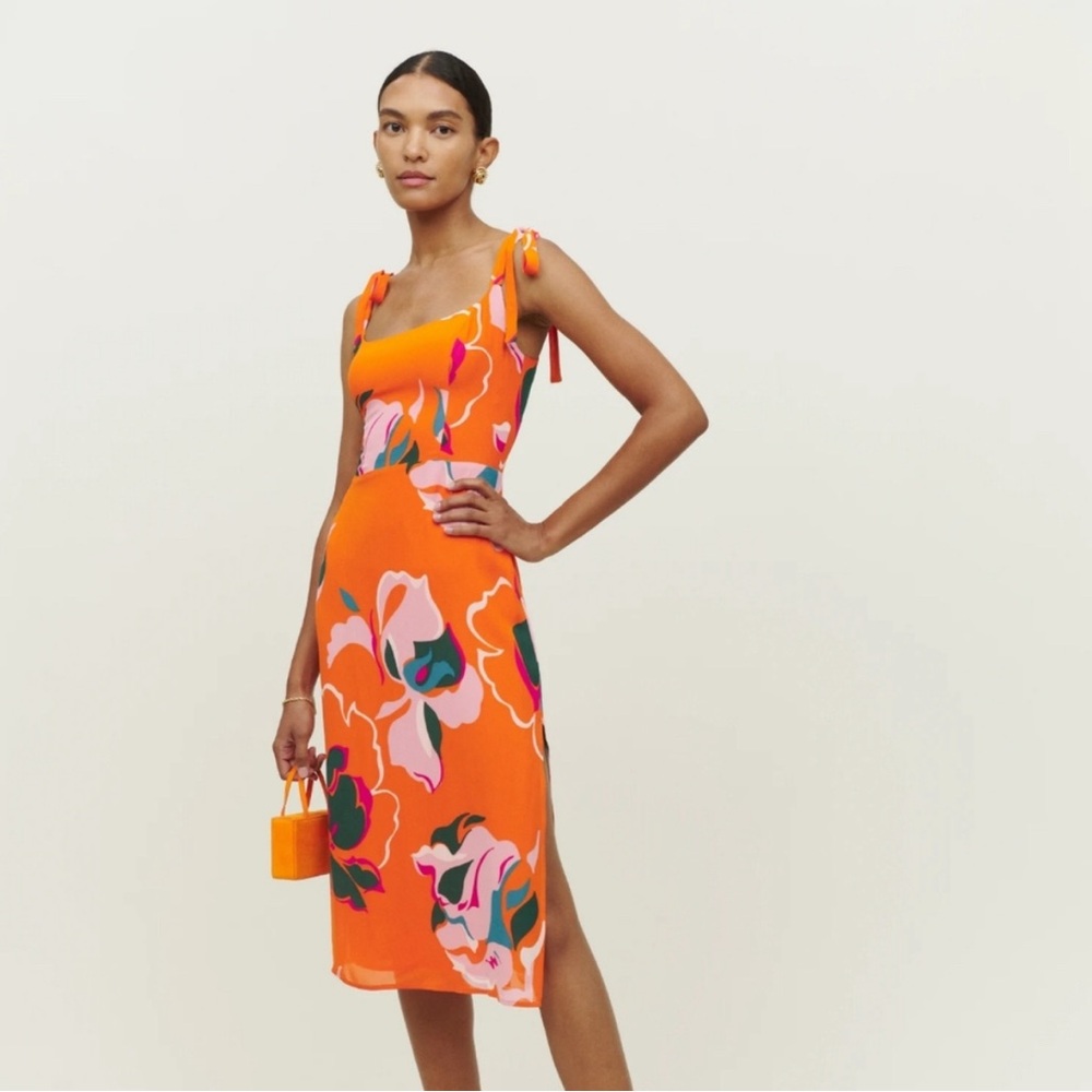 Reformation Besse Dress - Orange Electra Size 8, Great Condition